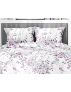 COPRIPIUMINO FIORE Dipinto Rosa in Puro cotone Made in Italy