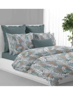 COPRIPIUMINO FOGLIA Verde in Puro cotone Made in Italy