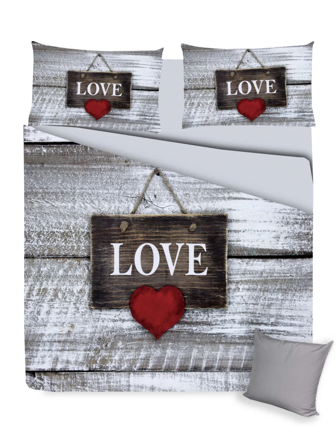 COPRIPIUMINO IMA.TEX FOTOGRAFICO CUORE SHABBY LOVE 2 con federa Arredo