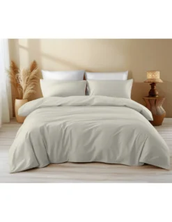 Copripiumino in Cotone Tinta Unita Panna - Tempo di Dormire, 100% Puro Cotone, Morbido, Traspirante, Made in Italy