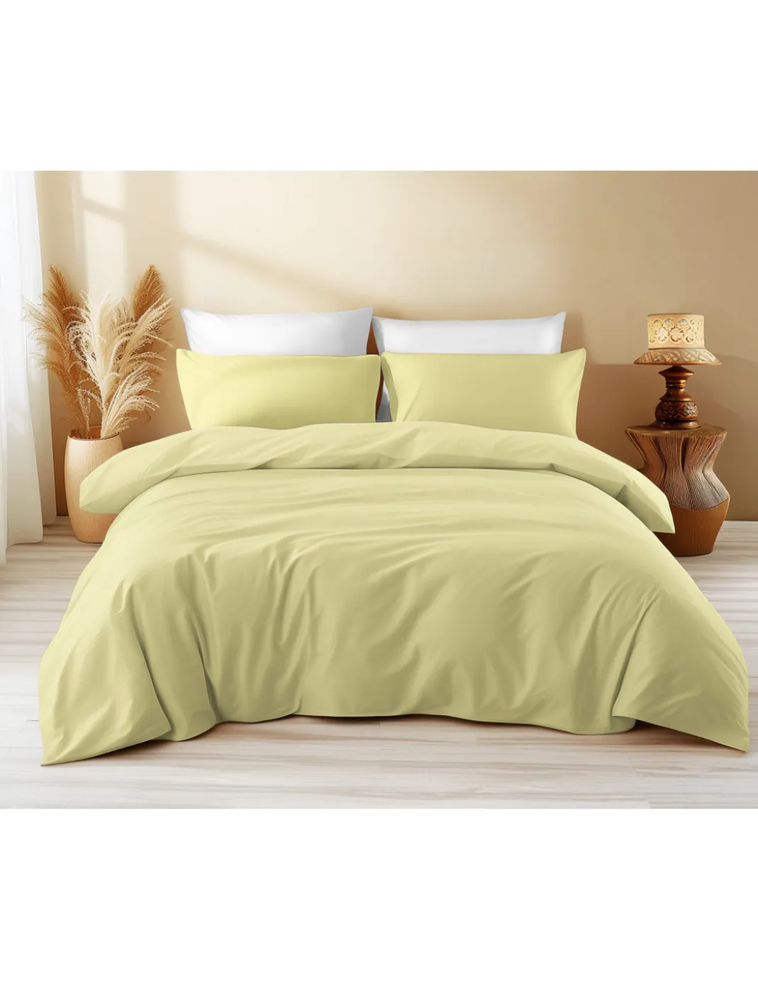 Copripiumino in Cotone Tinta Unita Giallo - Tempo di Dormire, 100% Puro Cotone, Morbido, Traspirante, Made in Italy