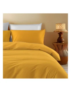 Copripiumino in Cotone Tinta Unita Ocra - Tempo di Dormire, 100% Puro Cotone, Morbido, Traspirante, Made in Italy