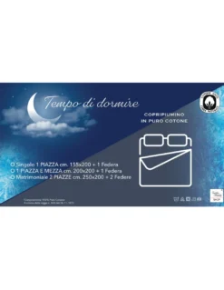 Copripiumino in Cotone Tinta Unita Arancione - Tempo di Dormire, 100% Puro Cotone, Morbido, Traspirante, Made in Italy