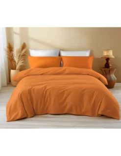 Copripiumino in Cotone Tinta Unita Arancione - Tempo di Dormire, 100% Puro Cotone, Morbido, Traspirante, Made in Italy