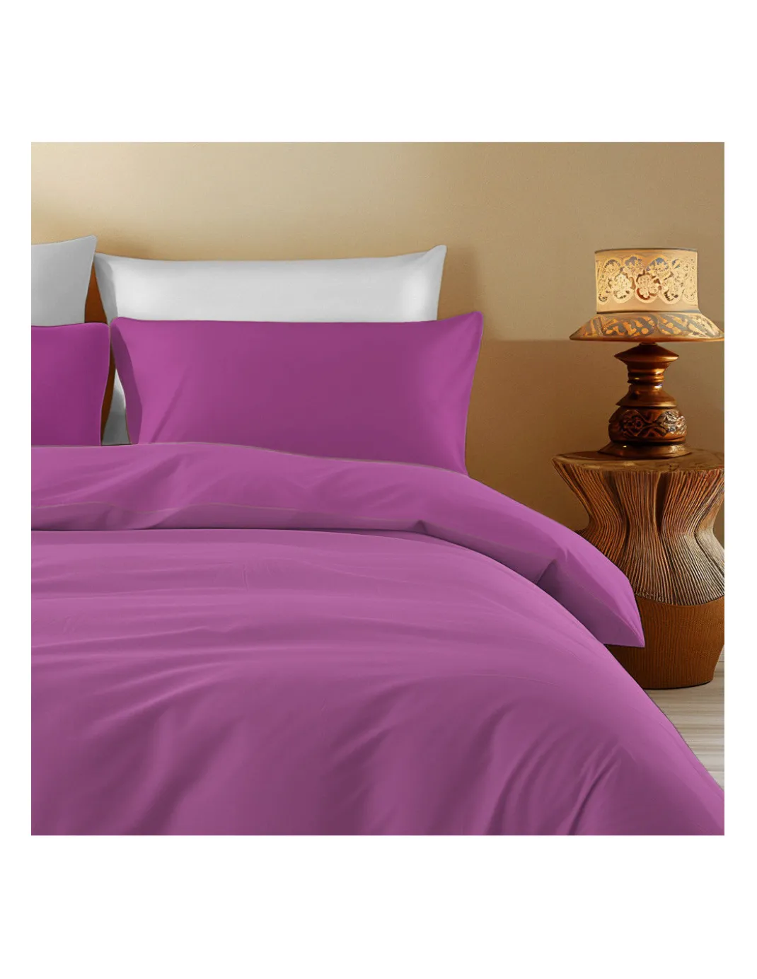Copripiumino in Cotone Tinta Unita Fucsia - Tempo di Dormire, 100% Puro Cotone, Morbido, Traspirante, Made in Italy