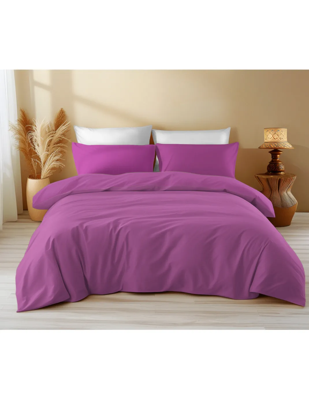 Copripiumino in Cotone Tinta Unita Fucsia - Tempo di Dormire, 100% Puro Cotone, Morbido, Traspirante, Made in Italy