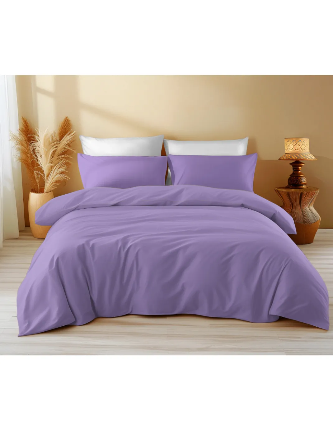 Copripiumino in Cotone Tinta Unita Lilla - Tempo di Dormire, 100% Puro Cotone, Morbido, Traspirante, Made in Italy
