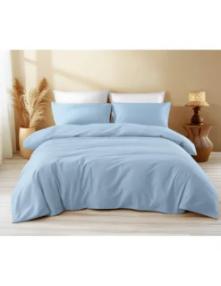 Copripiumino in Cotone Tinta Unita Azzurro - Tempo di Dormire, 100% Puro Cotone, Morbido, Traspirante, Made in Italy