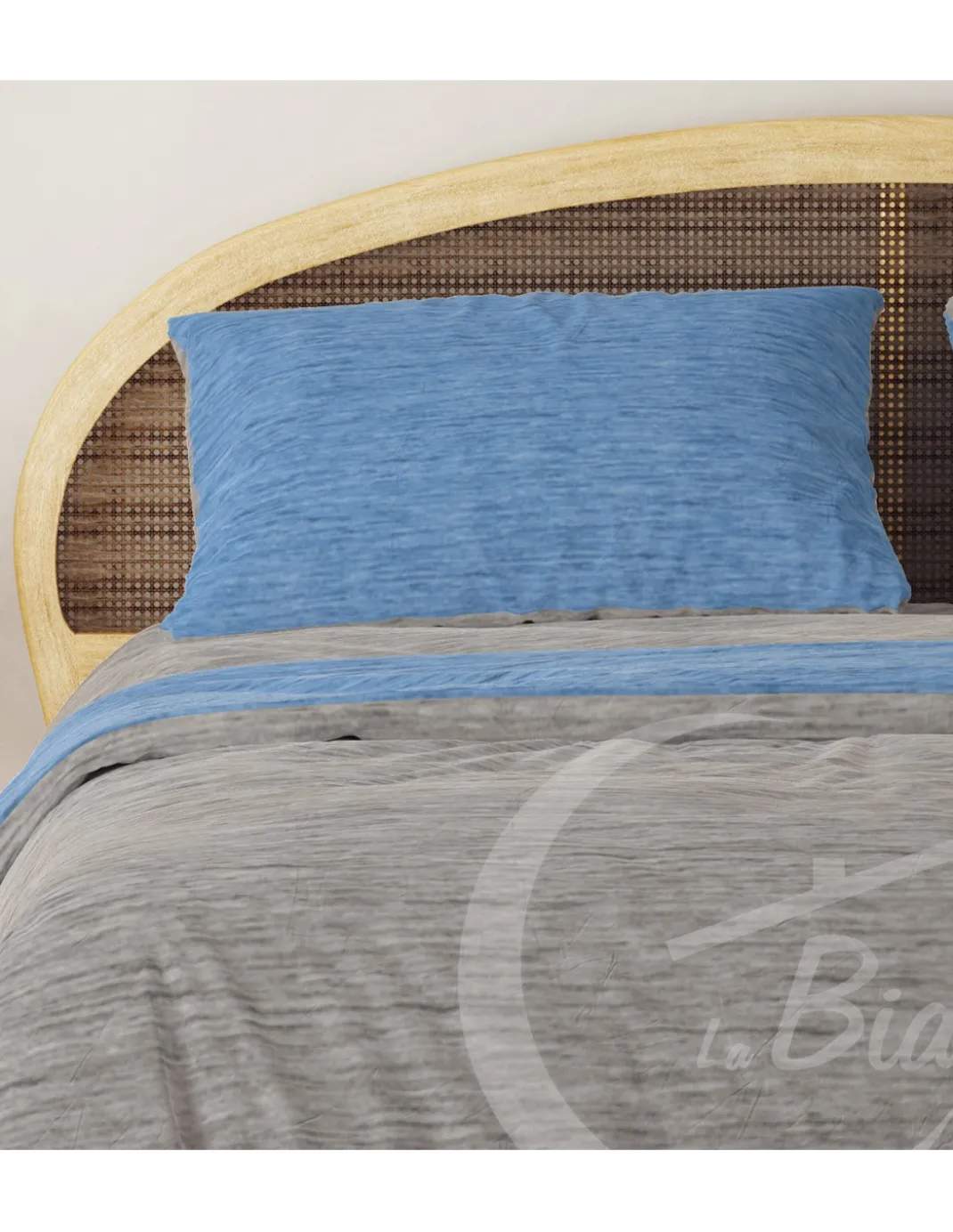 COPRIPIUMINO in flanella FLANELLATO BICOLORE Grigio e Blu in Puro Cotone