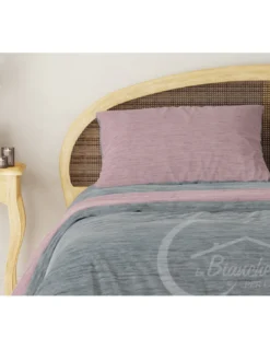 COPRIPIUMINO in flanella FLANELLATO BICOLORE Grigio e Rosa in Puro Cotone