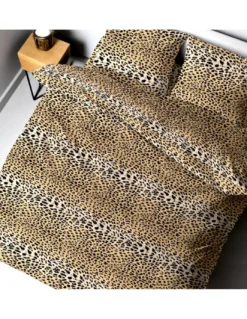 Copripiumino Leopardato - Set Letto in Puro Cotone 100% - Singolo, Piazza e Mezza, Matrimoniale - Made in Italy