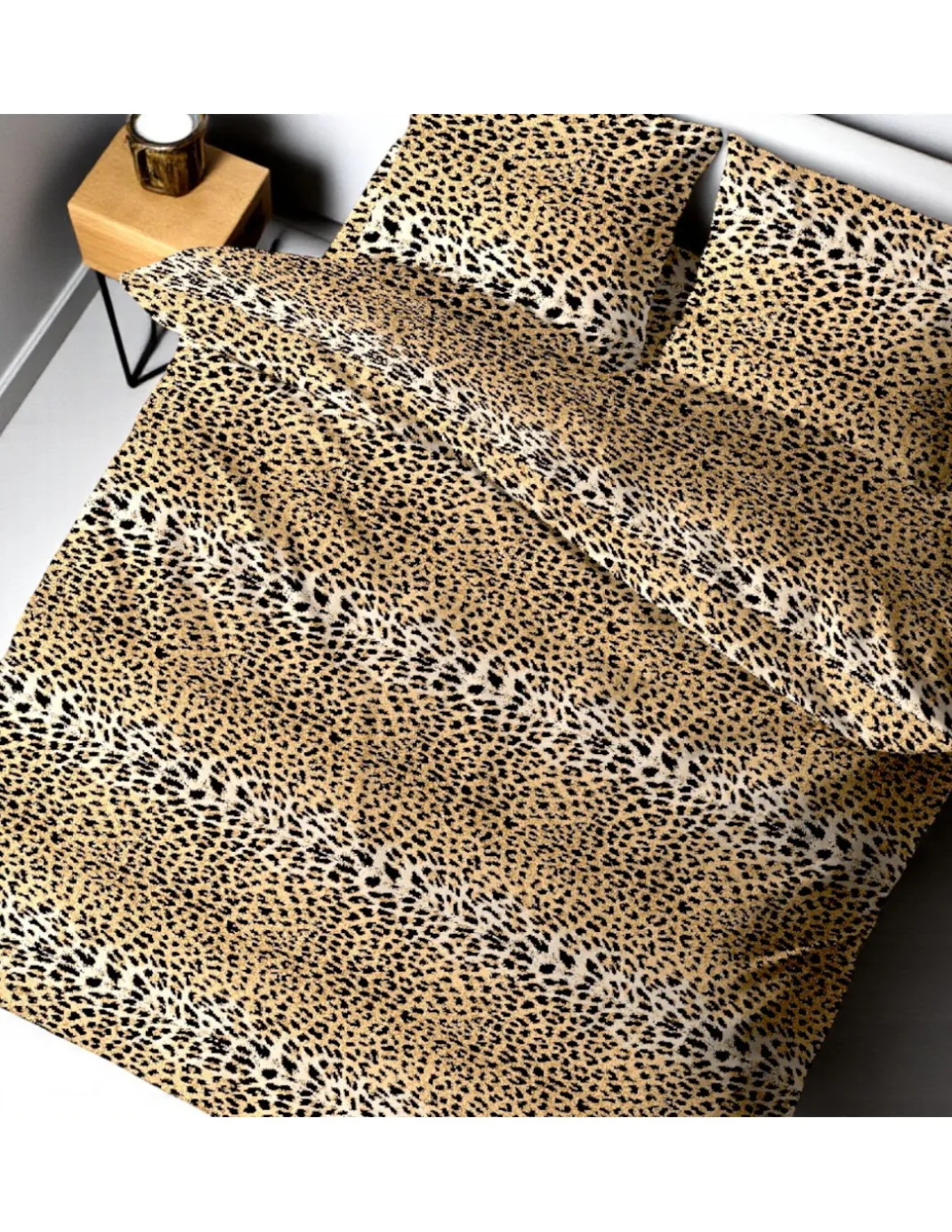 Copripiumino Leopardato - Set Letto in Puro Cotone 100% - Singolo, Piazza e Mezza, Matrimoniale - Made in Italy