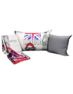 COPRIPIUMINO LONDRA INGLESE CABINA BIG BEN UNDERGROUND competo di federe e CUSCINO ARREDO
