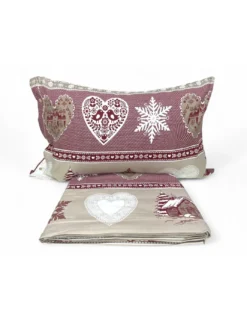 Copripiumino Matrimoniale Cuore e Baita - Flanella Cotone 100% - Anti-Pilling, con Patella Extra, Made in Italy