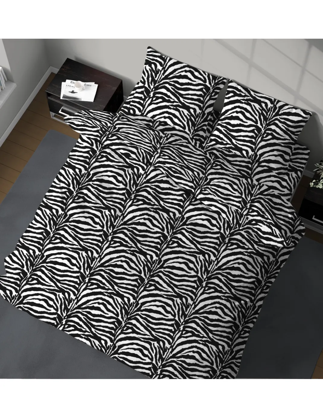 Copripiumino Matrimoniale in Flanella 250x200 cm "Tempo di Dormire" - Zebrato | Caldo, Morbido e Made in Italy