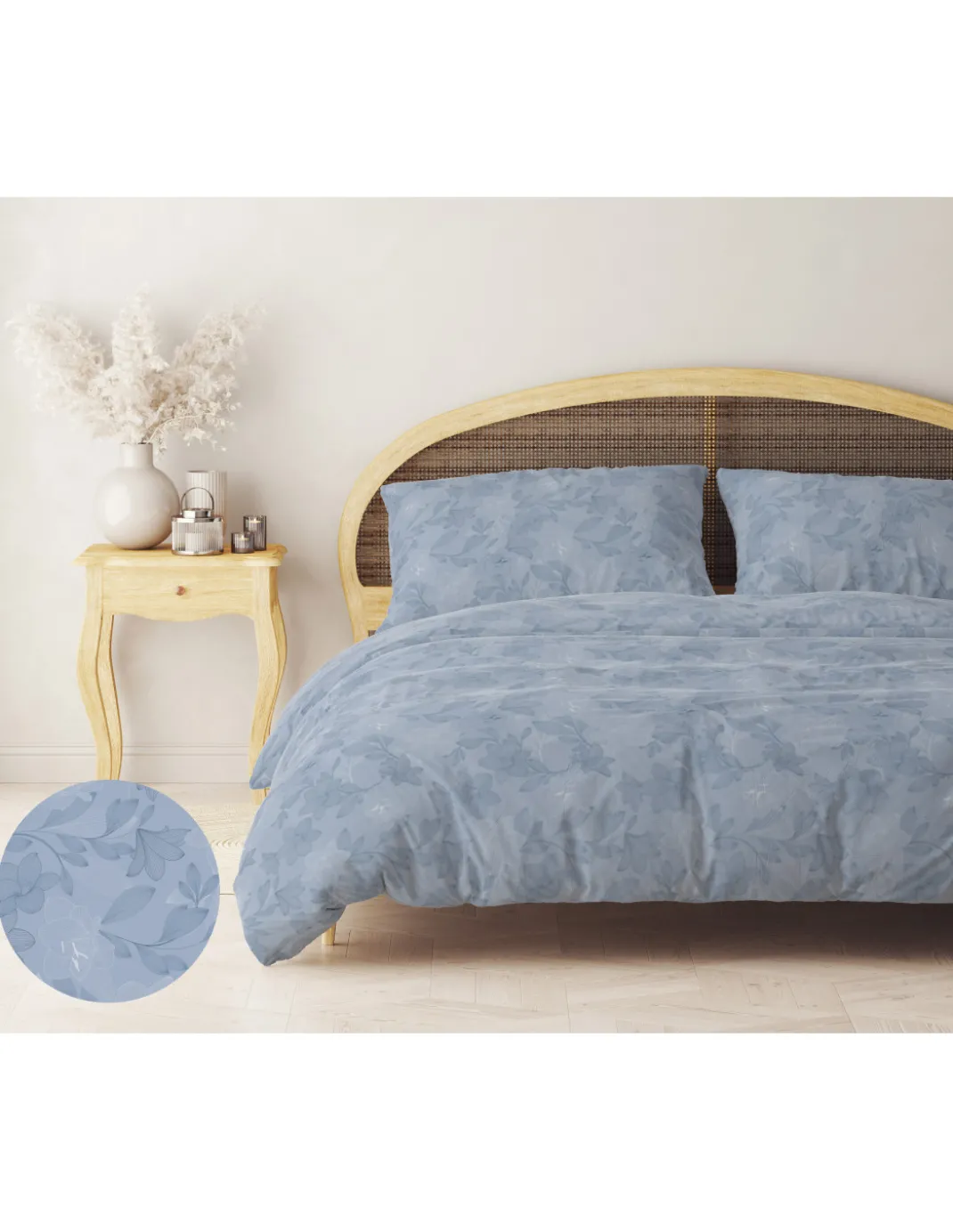 Copripiumino Matrimoniale in Flanella 250x200 cm "Tempo di Dormire" - Fiore Azzurro | Morbido, Caldo e Made in Italy