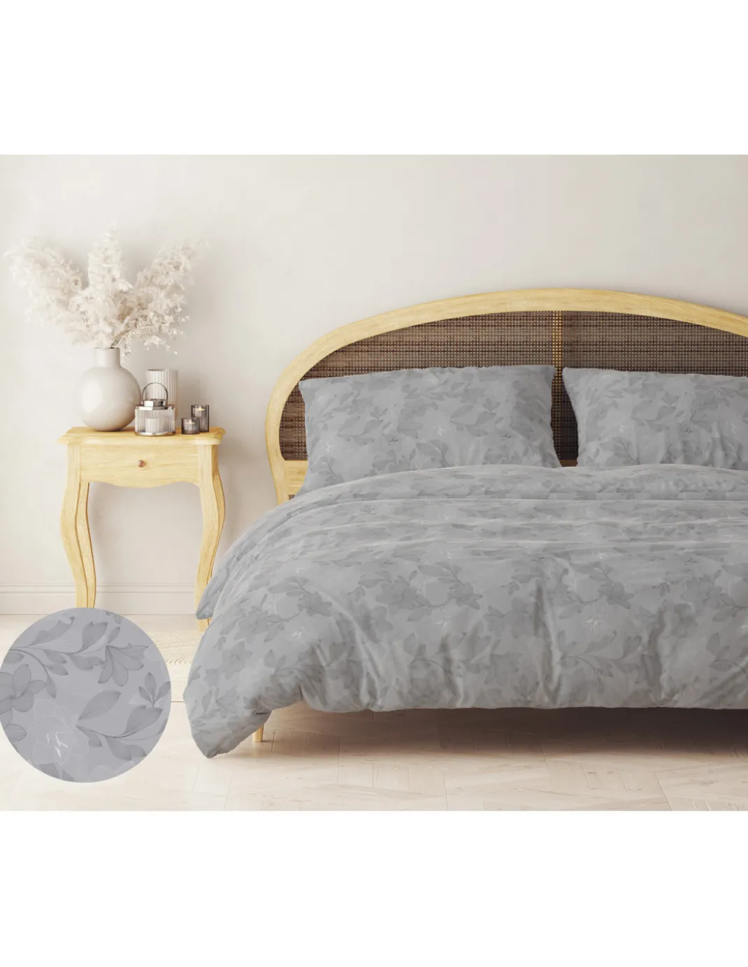 Copripiumino Matrimoniale in Flanella 250x200 cm "Tempo di Dormire" - Fiore Grigio | Morbido, Caldo e Made in Italy
