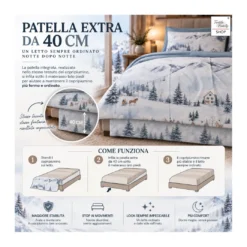 Copripiumino Matrimoniale Paesaggio Azzurro 100% Cotone Stampa Digitale Montagna Invernale