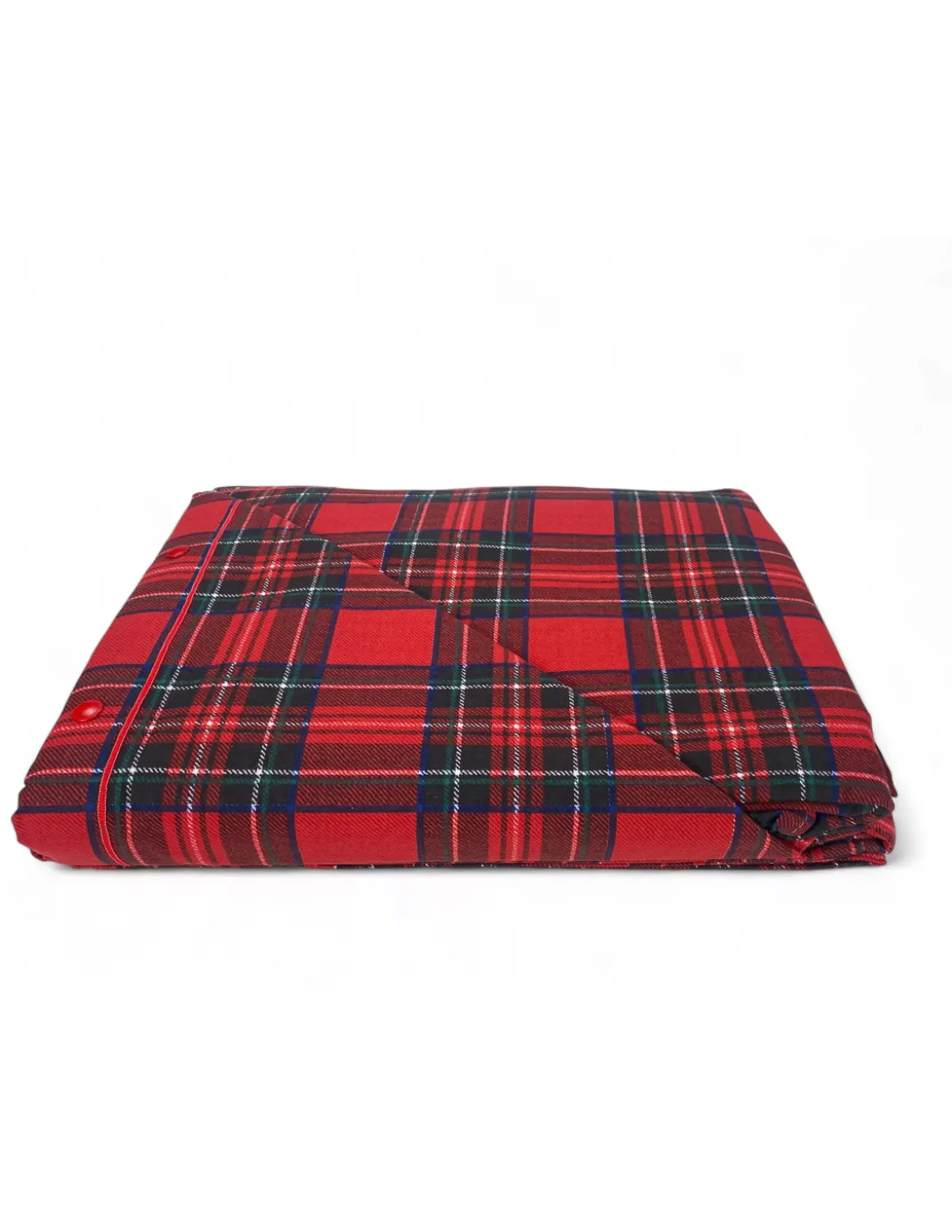 Copripiumino Matrimoniale 250x200 Tartan Rosso con 2 Federe- Flanella Cotone 100% con Patella Extra 40 cm - Made in Italy