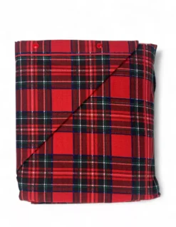 Copripiumino Matrimoniale 250x200 Tartan Rosso con 2 Federe- Flanella Cotone 100% con Patella Extra 40 cm - Made in Italy