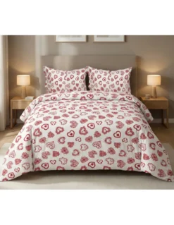 Copripiumino Miros Cuore Rosso – 100% Cotone Tirolese Made in Italy – Cuori su Entrambi i Lati