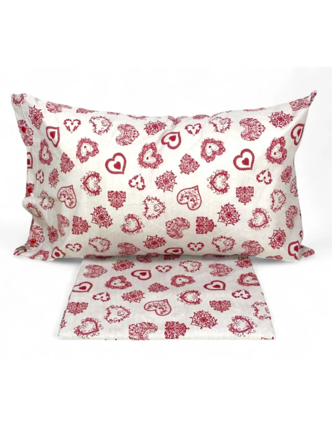 Copripiumino Miros Cuore Rosso – 100% Cotone Tirolese Made in Italy – Cuori su Entrambi i Lati