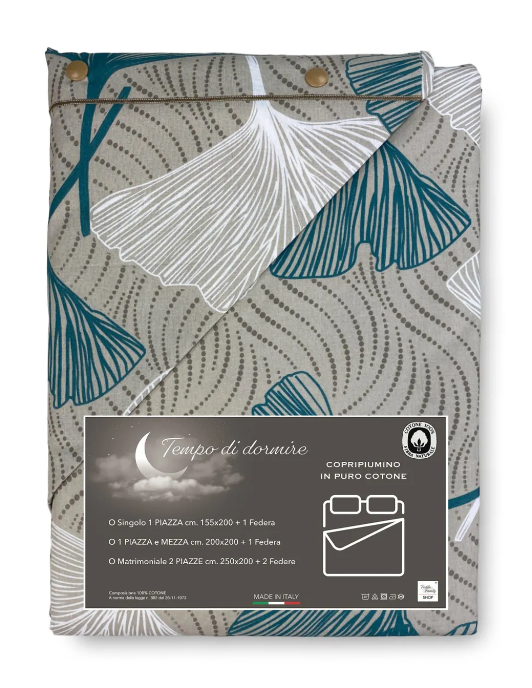 COPRIPIUMINO PETALI Verde in Puro cotone Made in Italy