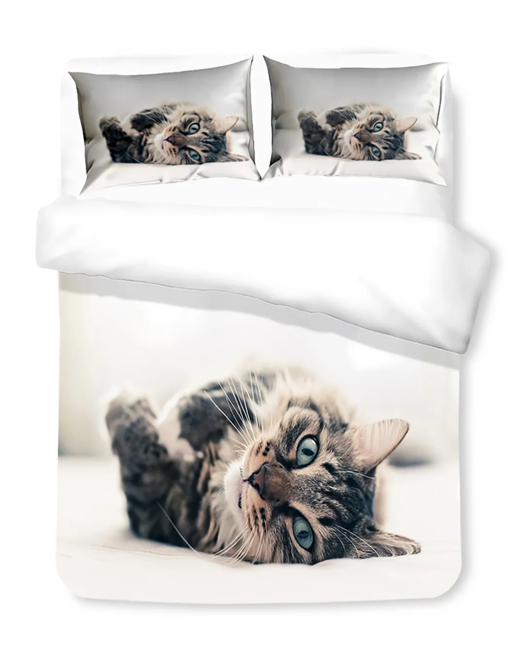 COPRIPIUMINO Rasatello HD FOTOGRAFICO GATTO sdraiato FELIX