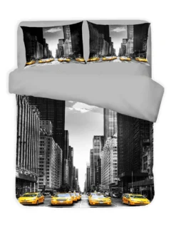 COPRIPIUMINO Rasatello HD FOTOGRAFICO NEW YORK Taxi Matrimoniale cm. 250x200