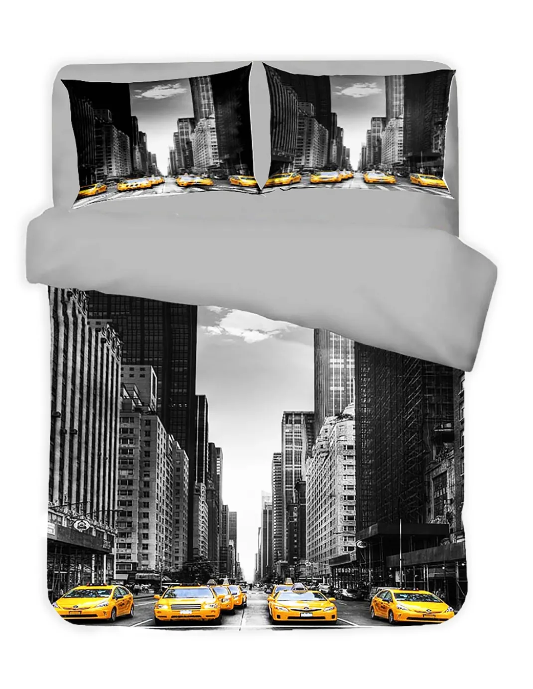 COPRIPIUMINO Rasatello HD FOTOGRAFICO NEW YORK Taxi Matrimoniale cm. 250x200