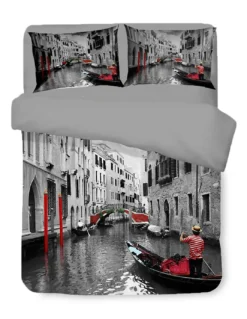COPRIPIUMINO Rasatello HD FOTOGRAFICO VENEZIA Gondola Matrimoniale cm. 250x200