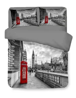 COPRIPIUMINO Rasatello HD FOTOGRAFICO Londra INGLESE cabina BIG BEN