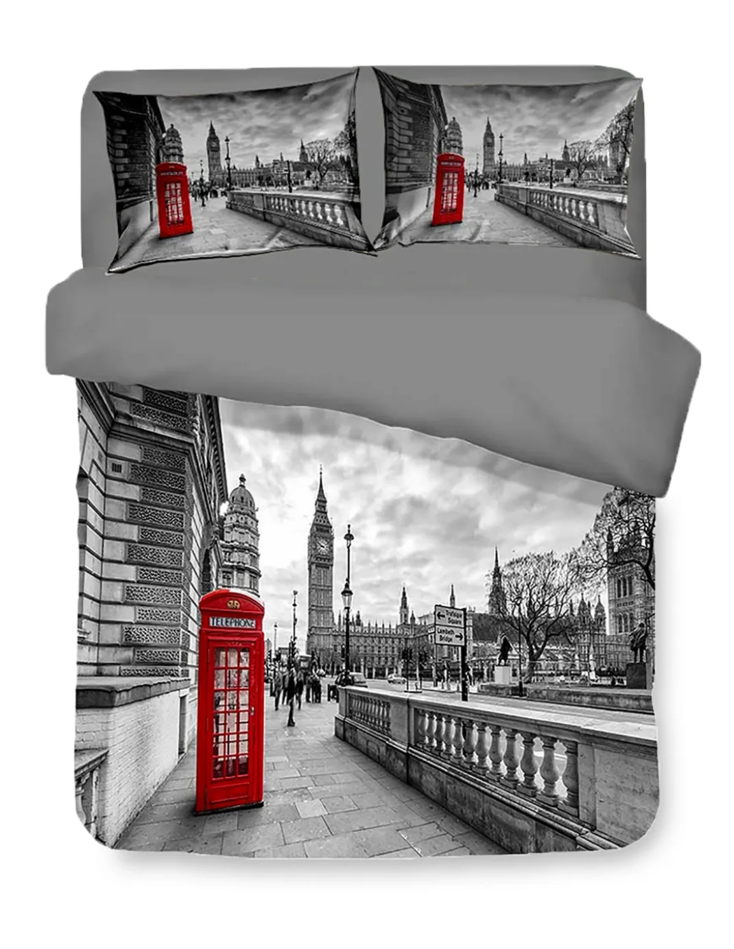 COPRIPIUMINO Rasatello HD FOTOGRAFICO Londra INGLESE cabina BIG BEN