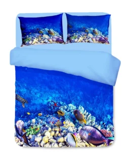COPRIPIUMINO Rasatello HD FOTOGRAFICO pesci Tropicali BARRIERA CORALLINA