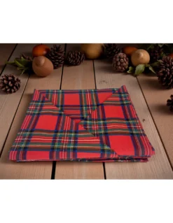 Copripiumino Scozzese Rosso - Set Letto in Puro Cotone 100% - Made in Italy, Stile Classico Tartan