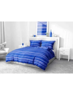 Copripiumino Stripe blu in morbida microfibra | Manopesca | lavabile in lavatrice | Made in Italy
