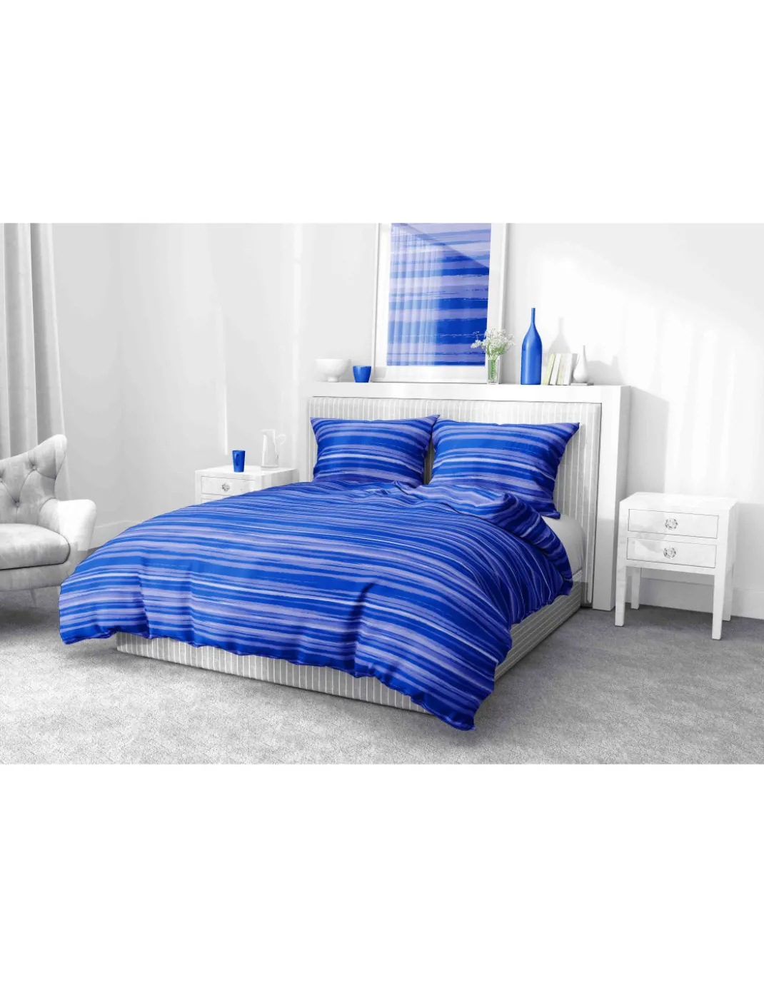 Copripiumino Stripe blu in morbida microfibra | Manopesca | lavabile in lavatrice | Made in Italy