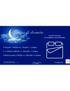 Copripiumino Stripe grigio in morbida microfibra | Manopesca | lavabile in lavatrice | Made in Italy