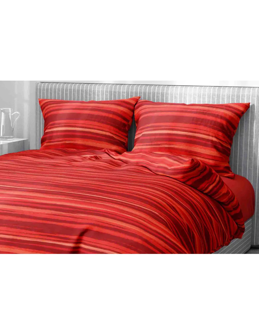 Copripiumino Stripe rosso in morbida microfibra | Manopesca | lavabile in lavatrice | Made in Italy