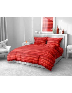 Copripiumino Stripe rosso in morbida microfibra | Manopesca | lavabile in lavatrice | Made in Italy