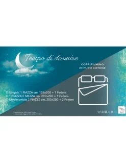Copripiumino “Tempo di Dormire” Blu - Segni Zodiacali - Cotone 100% Made in Italy - Artigianale