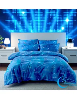 Copripiumino “Tempo di Dormire” Blu - Segni Zodiacali - Cotone 100% Made in Italy - Artigianale