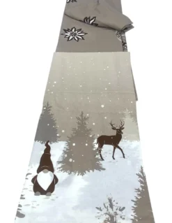 Copripiumino Tirolese Beige con Folletti - 100% Cotone, Fantasia Invernale Alpina, Morbido e Traspirante