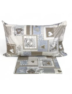 Copripiumino Tirolese Cuori “Aprica” Beige – Cotone 100% Artigianale Made in Italy