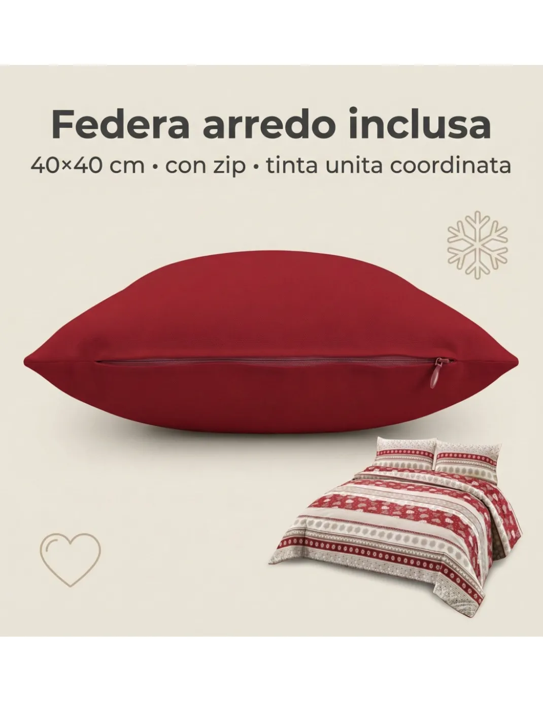 COPRIPIUMINO tirolese dis. CORVARA MONTAGNA in puro cotone Made in Italy