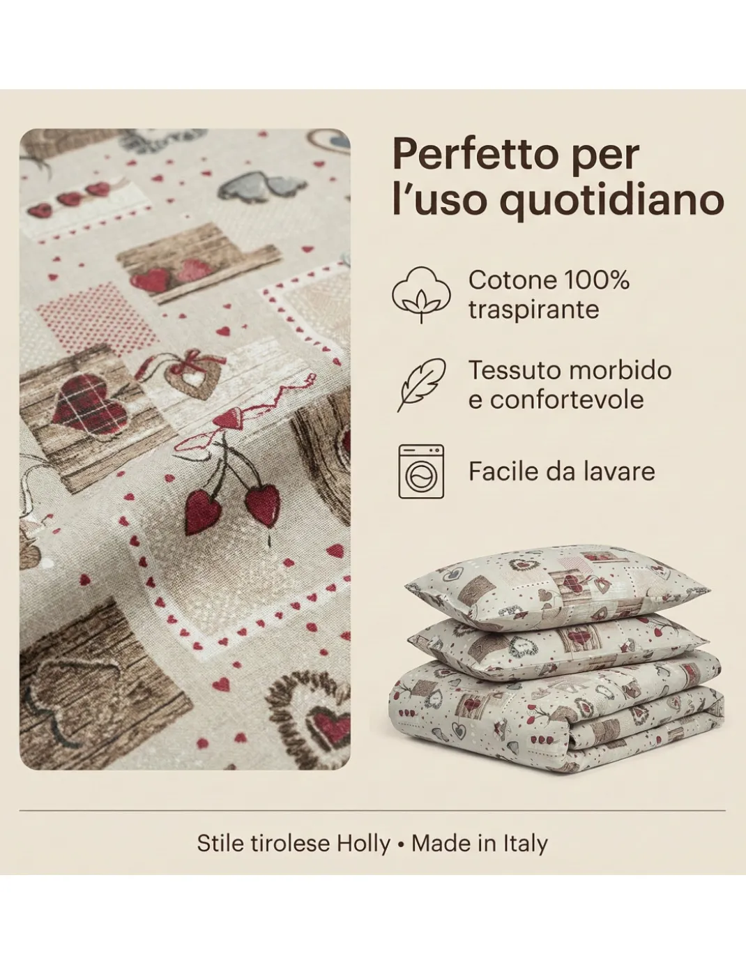 COPRIPIUMINO Tirolese dis. HOLLY CUORE country