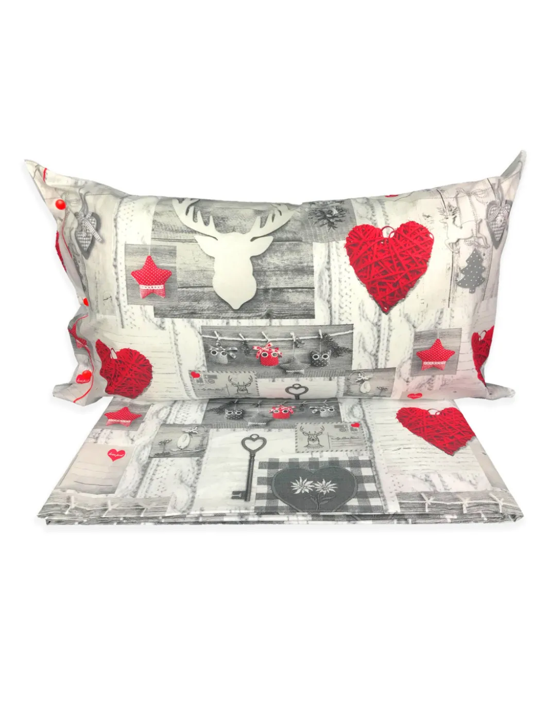 COPRIPIUMINO tirolese TIROLO PATCHWORK con CUSCINO ARREDO TIRPTCH