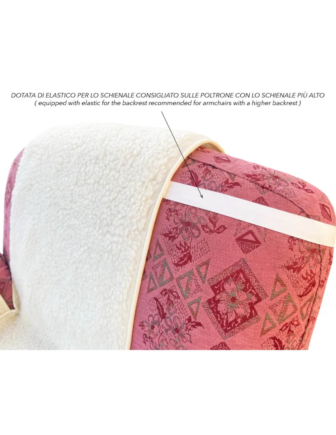 Copripoltrona in pura lana merinos artigianale Made in Italy, con tasche laterali e elastico, regalo perfetto per nonni e papà