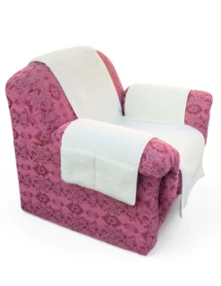 Copripoltrona in pura lana merinos artigianale Made in Italy, con tasche laterali e elastico, regalo perfetto per nonni e papà