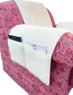 Copripoltrona in pura lana merinos artigianale Made in Italy, con tasche laterali e elastico, regalo perfetto per nonni e papà